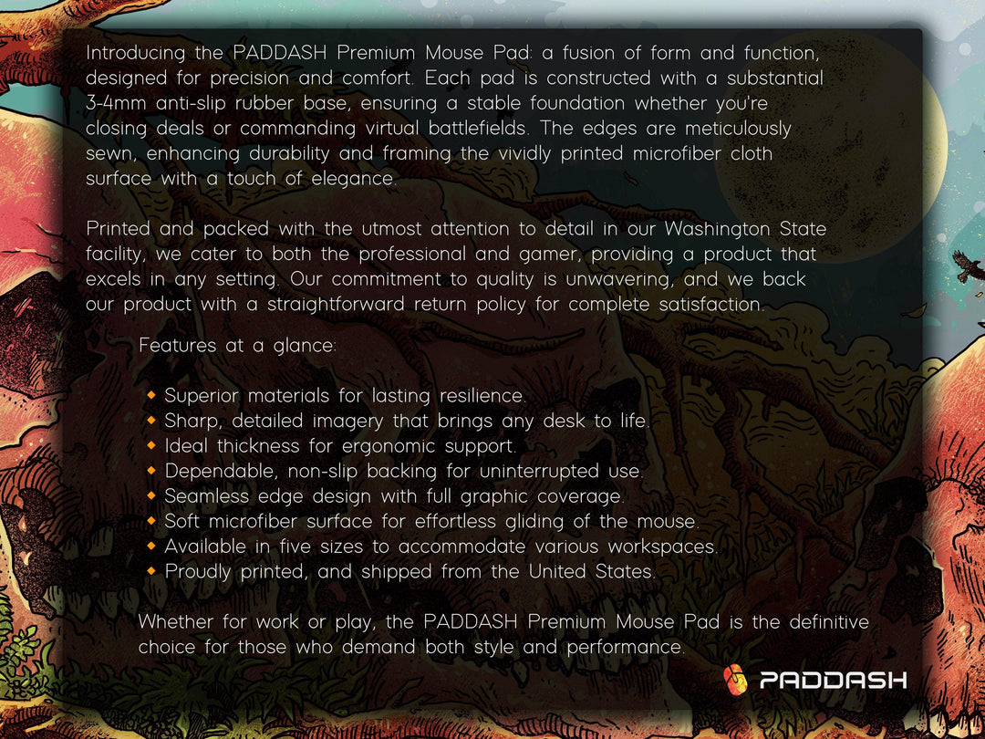 Skulls of the Withered Grove, Desk Pad, Mouse Pad, Desk Mat, Bone Forest Horror, Surreal Nature, Full Moon Haunt