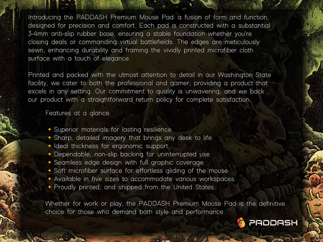 Cave of the Forsaken, Desk Pad, Mouse Pad, Desk Mat, Skull-Strewn Cavern, Macabre Decay, Gothic Horror Landscape