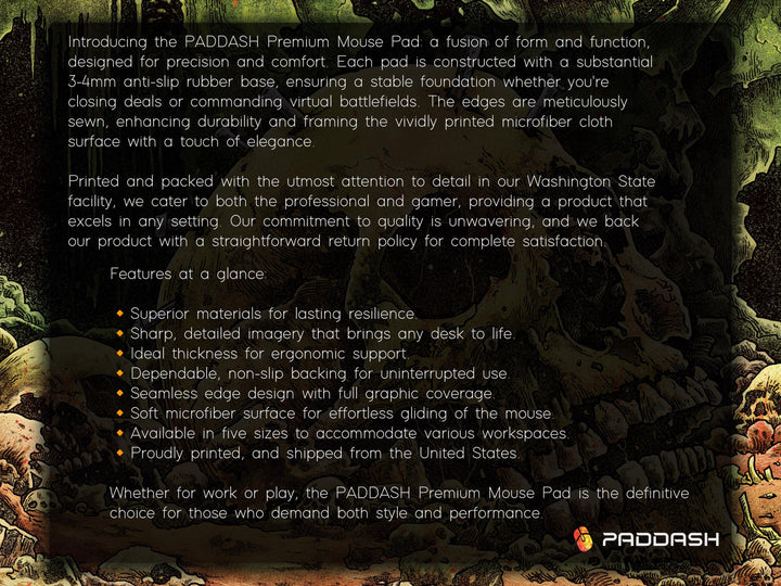 Cave of the Forsaken, Desk Pad, Mouse Pad, Desk Mat, Skull-Strewn Cavern, Macabre Decay, Gothic Horror Landscape