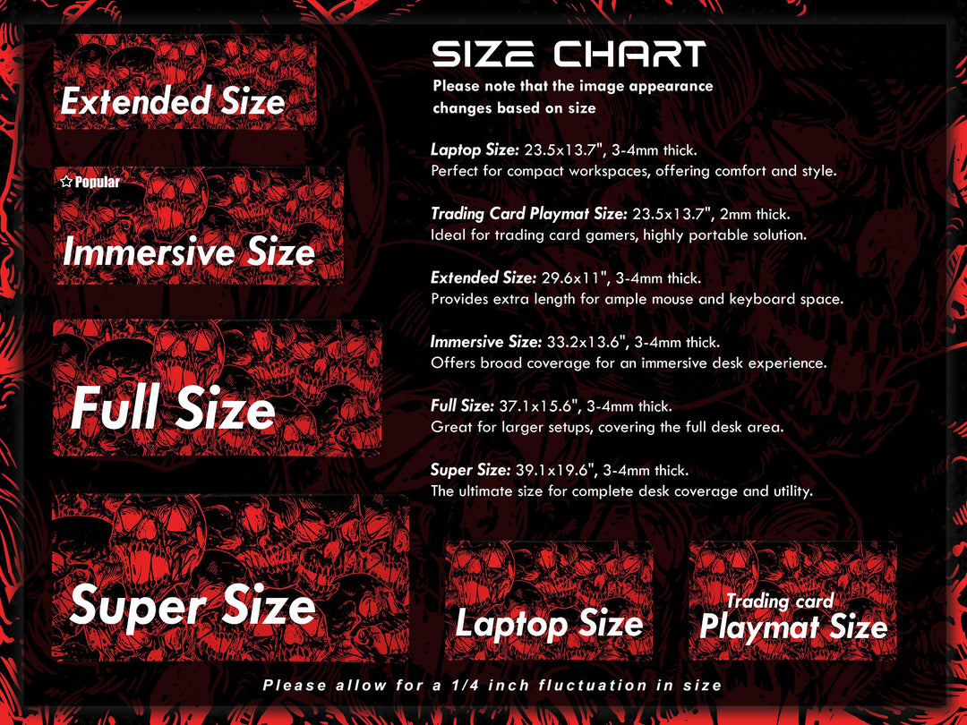 Fierce Skulls Black n Red, Desk Pad, Mouse Pad, Desk Mat, Intense Skull Pattern, Horror Ink Style, Graphic Contrast, Bold Gaming Art