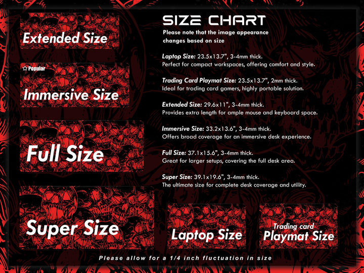 Fierce Skulls Black n Red, Desk Pad, Mouse Pad, Desk Mat, Intense Skull Pattern, Horror Ink Style, Graphic Contrast, Bold Gaming Art