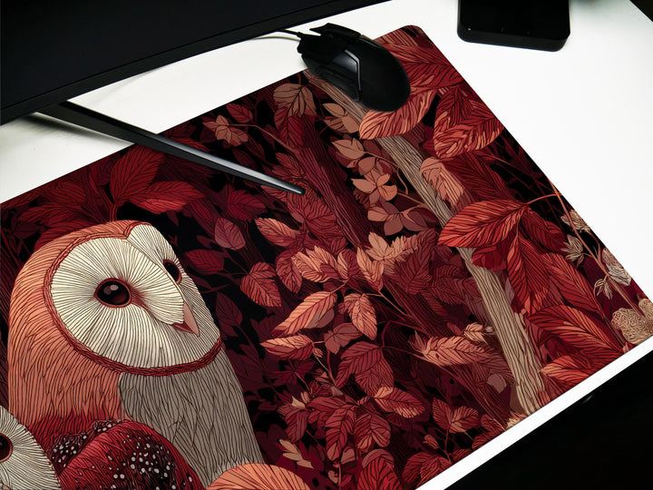 Autumn Owls, Desk Pad Enchanted Forest Desk Mat