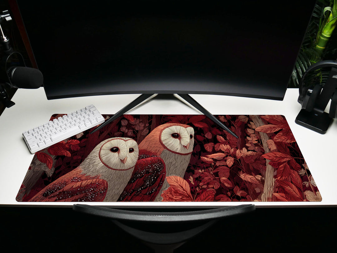 Autumn Owls, Desk Pad Enchanted Forest Desk Mat