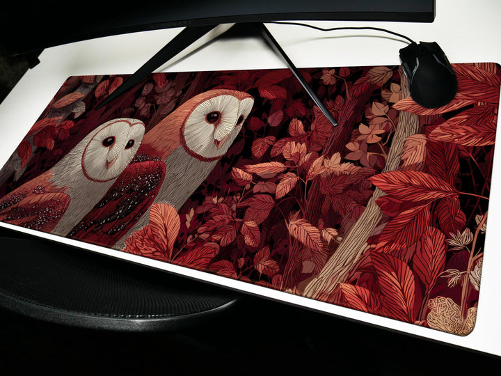 Autumn Owls, Desk Pad Enchanted Forest Desk Mat