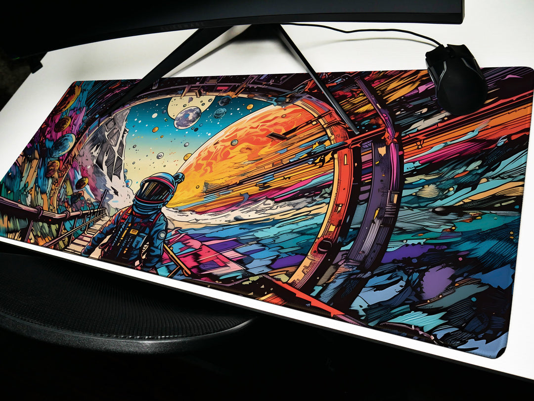 a computer mouse pad with a painting on it