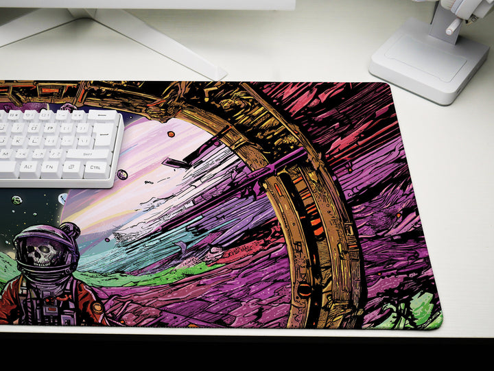 a computer mouse pad with a picture of an astronaut
