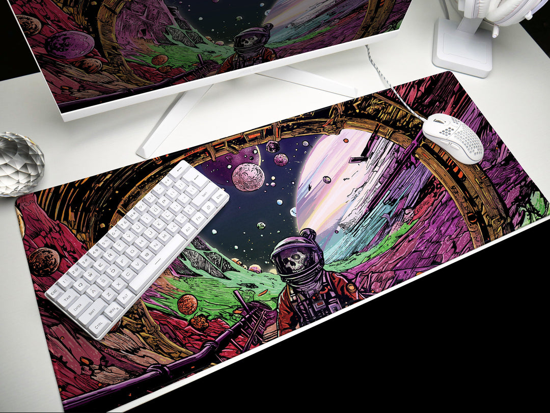 a computer keyboard sitting on top of a mouse pad