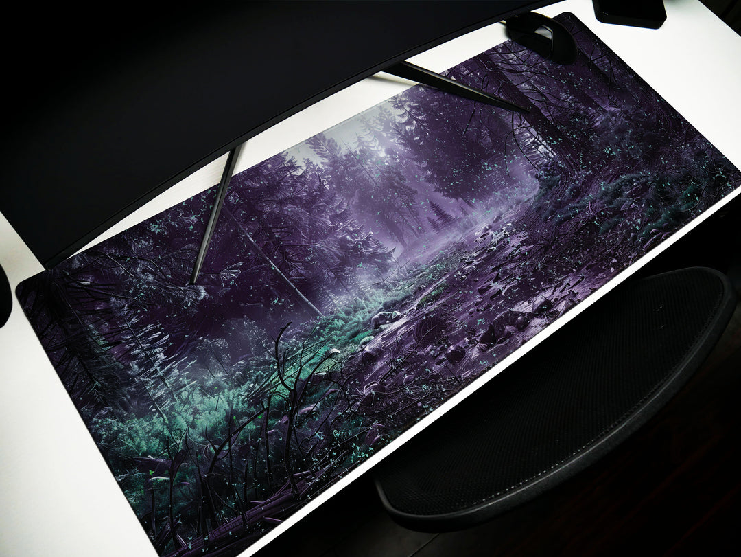 Mystic Canopy, Desk Pad, Ethereal Forest Scene, Enchanting Workspace, Extended Gaming Mat