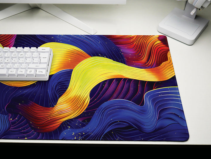 Vibrant Wave, Desk Pad, Energetic Abstract Art, Bold Office Statement, Colorful Desk Bling