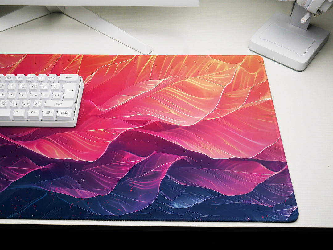 Crimson Surge, Desk Pad, Dynamic Fluid Motion, Vibrant Office Decor, Artistic Desk Enhancer