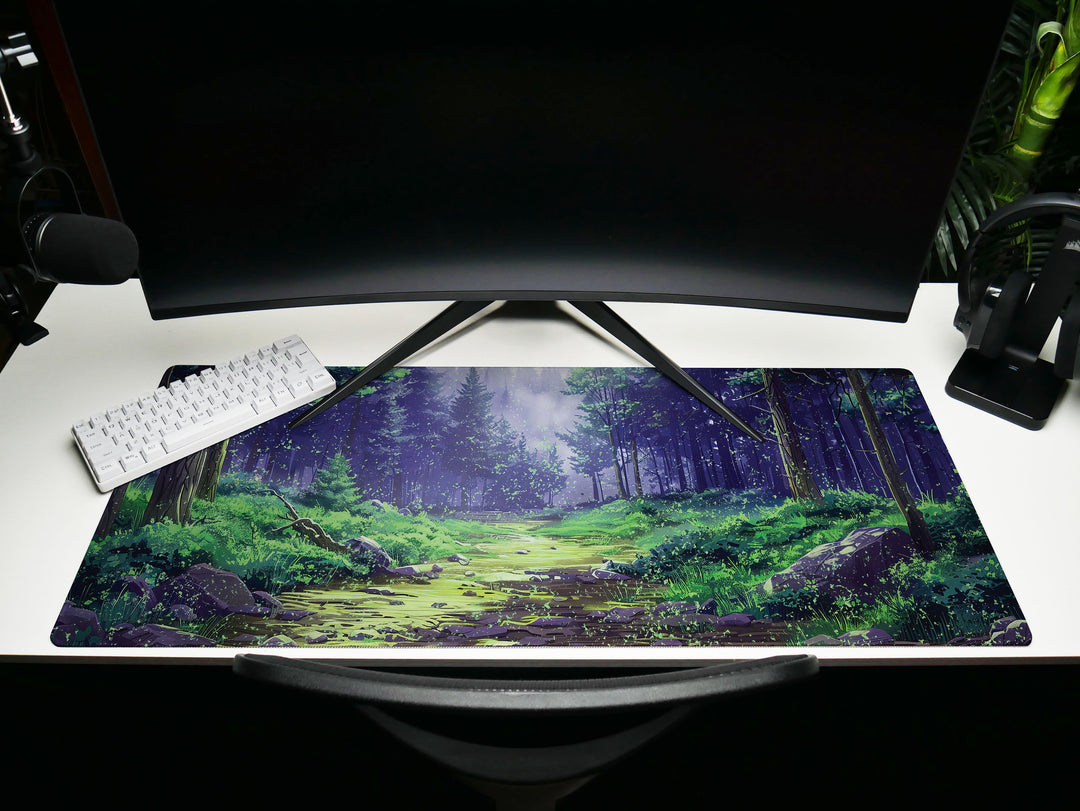 Enchanted Forest, Desk Pad, Mystical Woodland Scene, Serene Office Escape, Magical Desk Setting