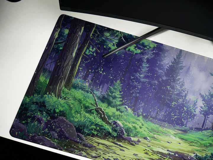 Enchanted Forest, Desk Pad, Mystical Woodland Scene, Serene Office Escape, Magical Desk Setting