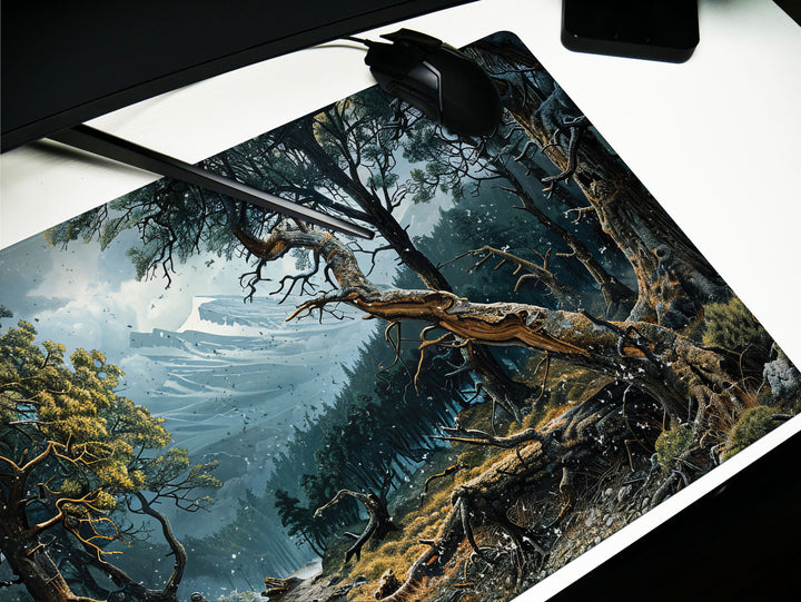 Mystic Forest, Desk Pad, Mouse Pad, Desk Mat, Enchanted Woods, Mountain Vista, Nature's Embrace