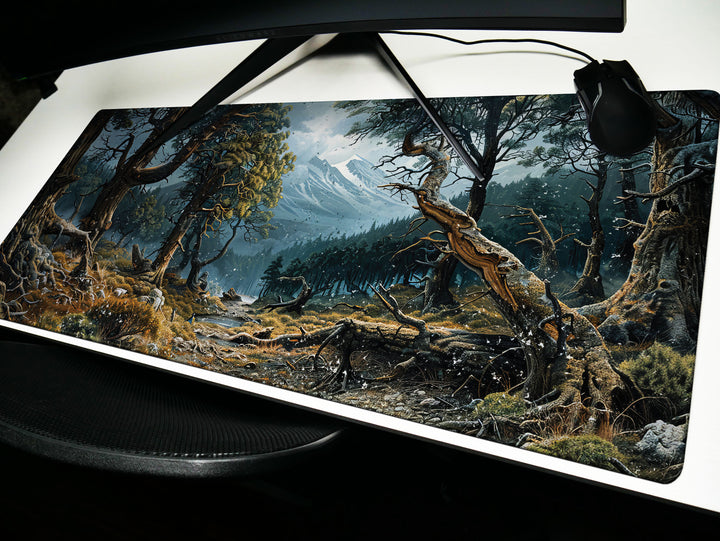 Mystic Forest, Desk Pad, Mouse Pad, Desk Mat, Enchanted Woods, Mountain Vista, Nature's Embrace