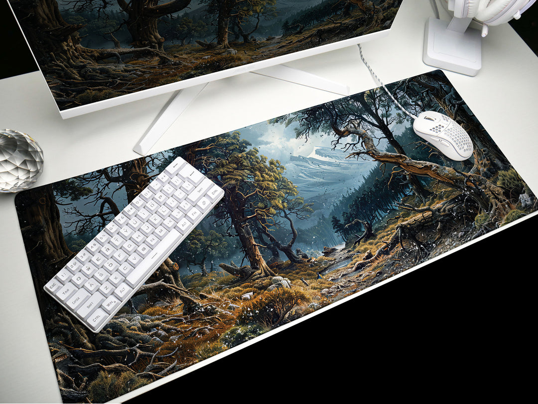 Mystic Forest, Desk Pad, Mouse Pad, Desk Mat, Enchanted Woods, Mountain Vista, Nature's Embrace