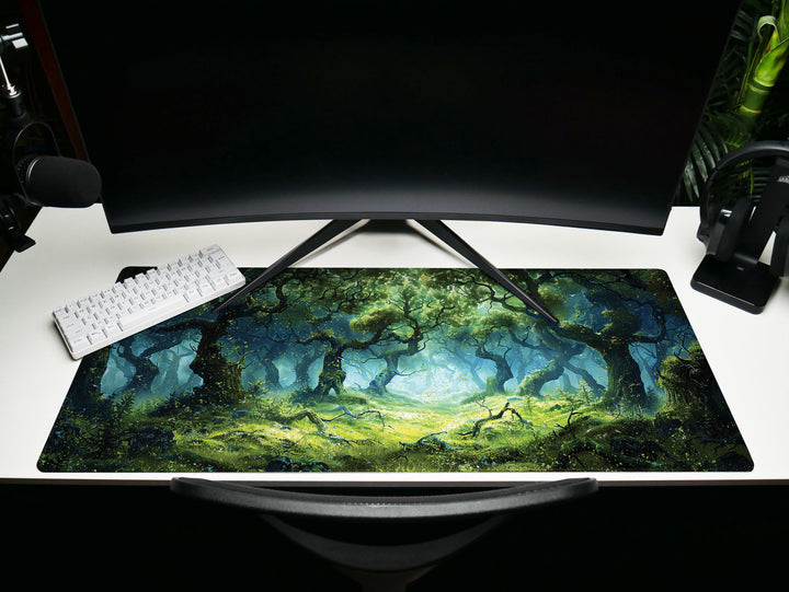 Enchanted Grove, Desk Pad, Mouse Pad, Desk Mat, Ancient Forest Magic, Luminous Clearing, Nature's Haven