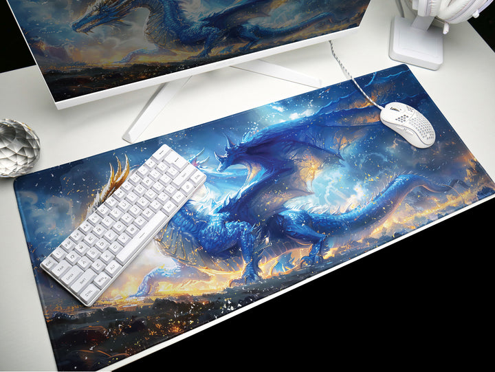 Majestic Mythos Design 3, Desk Pad, Sapphire Sentinel, Mythic Fires, Astral Dragon Essence