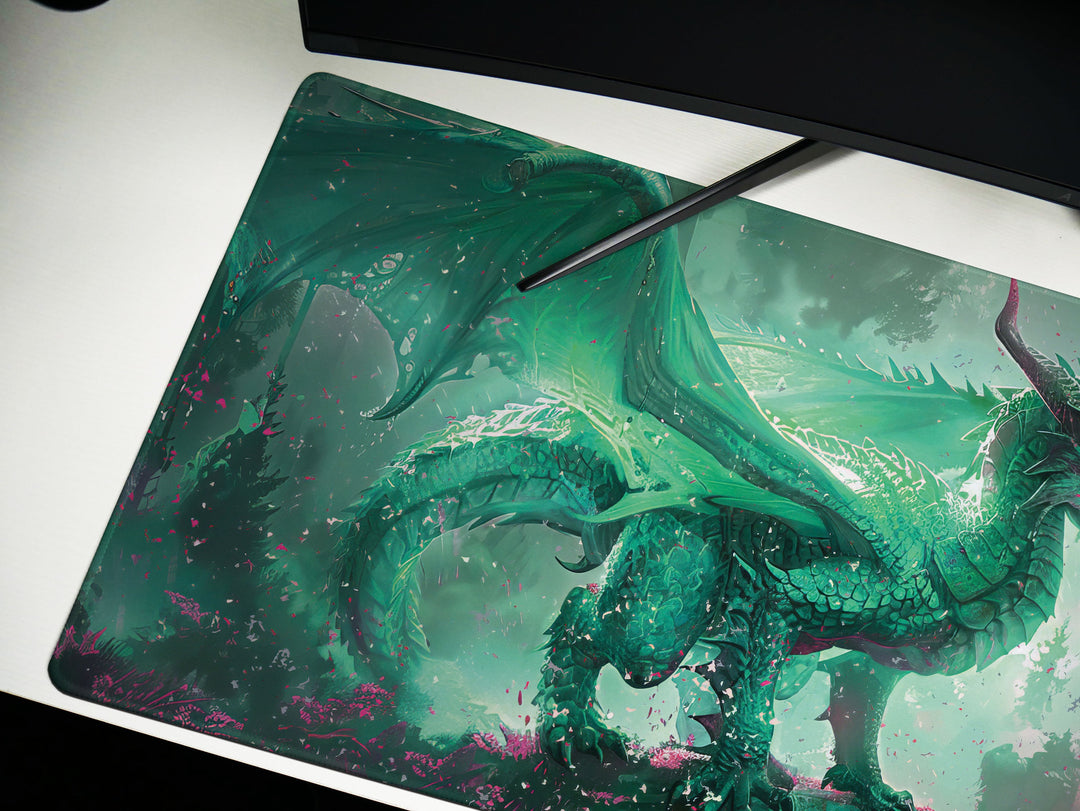 Majestic Mythos Design 4, Desk Pad, Emerald Enchanter, Mystic Grove, Verdant Dragon Majesty