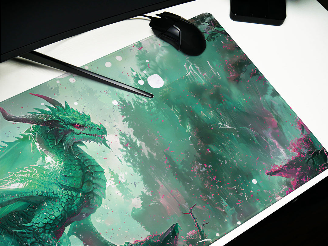 Majestic Mythos Design 4, Desk Pad, Emerald Enchanter, Mystic Grove, Verdant Dragon Majesty