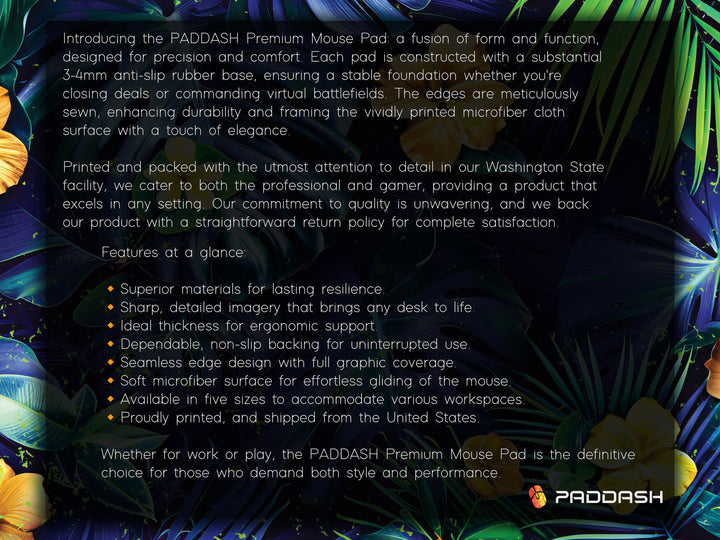 Tropical Escape Design 1, Desk Pad, Vivid Jungle Flora, Exotic Desk Mat, Blossoming Work Space