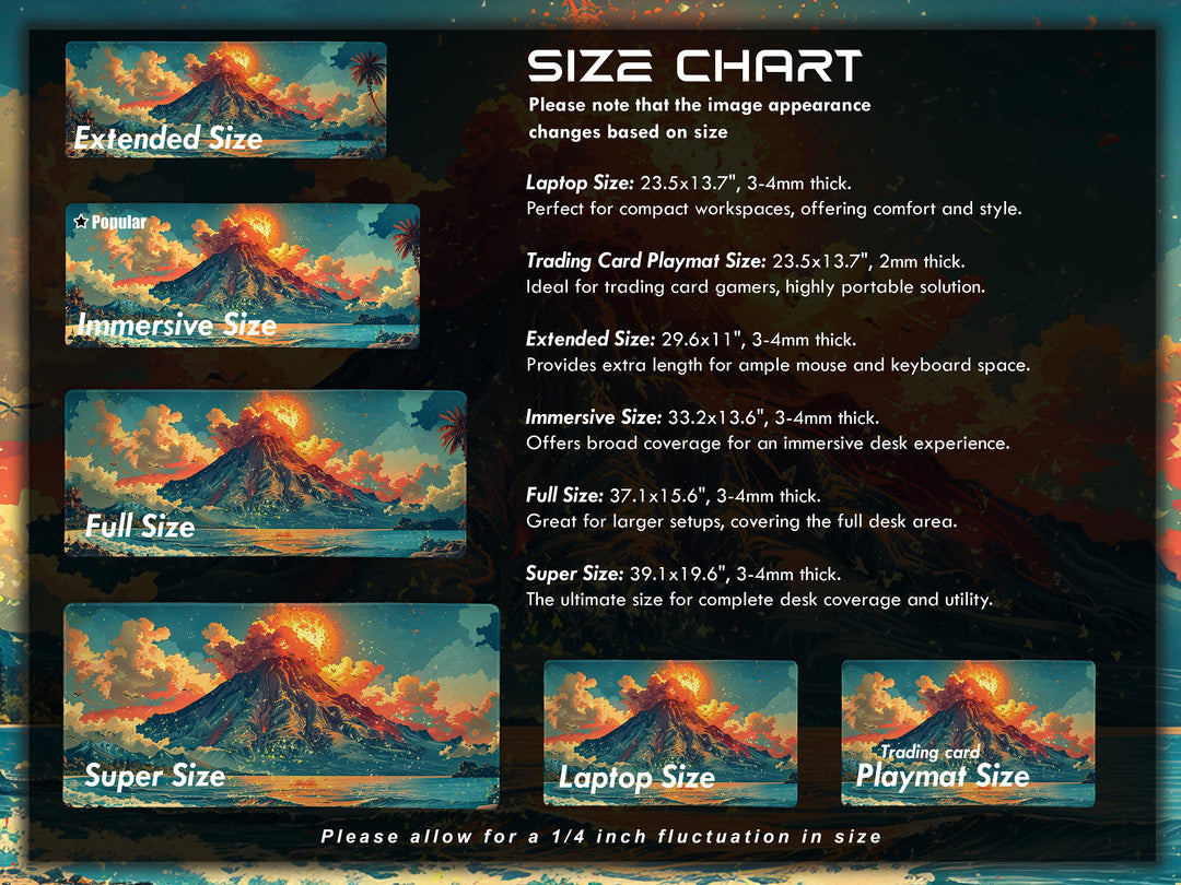 Volcanic View Design 1, Desk Pad, Dynamic Eruption Scene, Panoramic Desk Art, Explosive Ambience