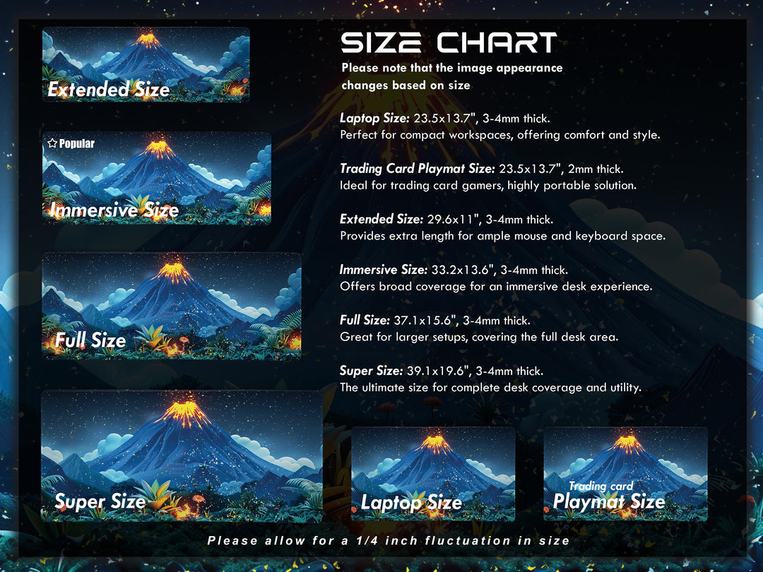 Volcanic View Design 2, Desk Pad, Serene Nighttime Eruption, Starlit Desk Landscape, Luminous Creativity