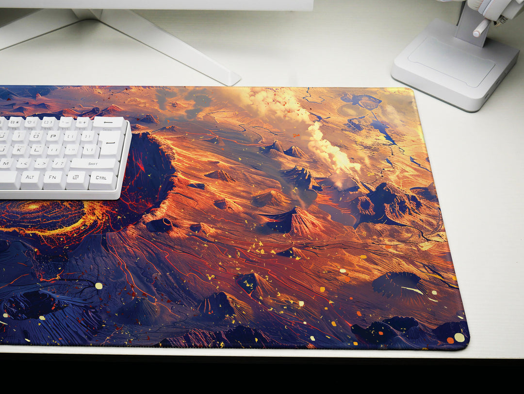 Volcanic View Design 3, Desk Pad, Heart of the Inferno, Intense Desk Aesthetic, Eruptive Core