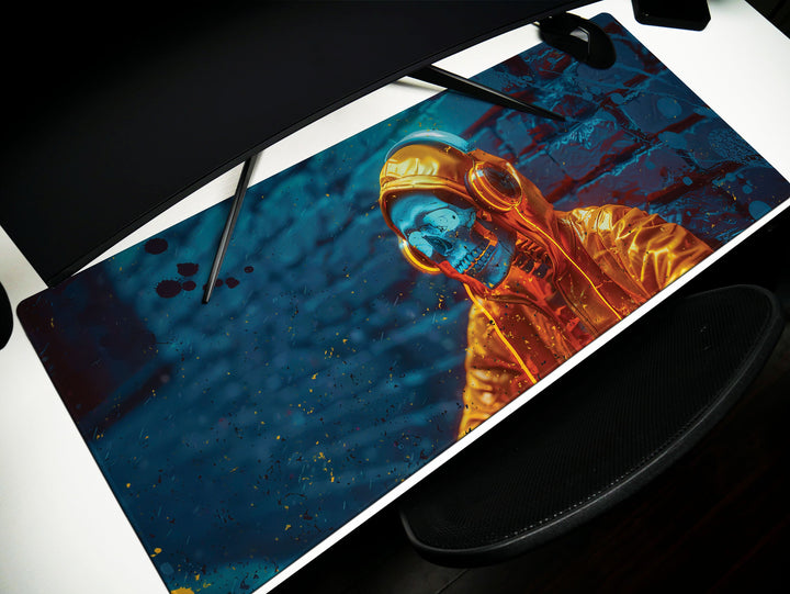 ElectroSkull Design 1, Desk Pad, Mouse Pad, Desk Mat, Music Enthusiast's Choice, Dynamic Sound Waves