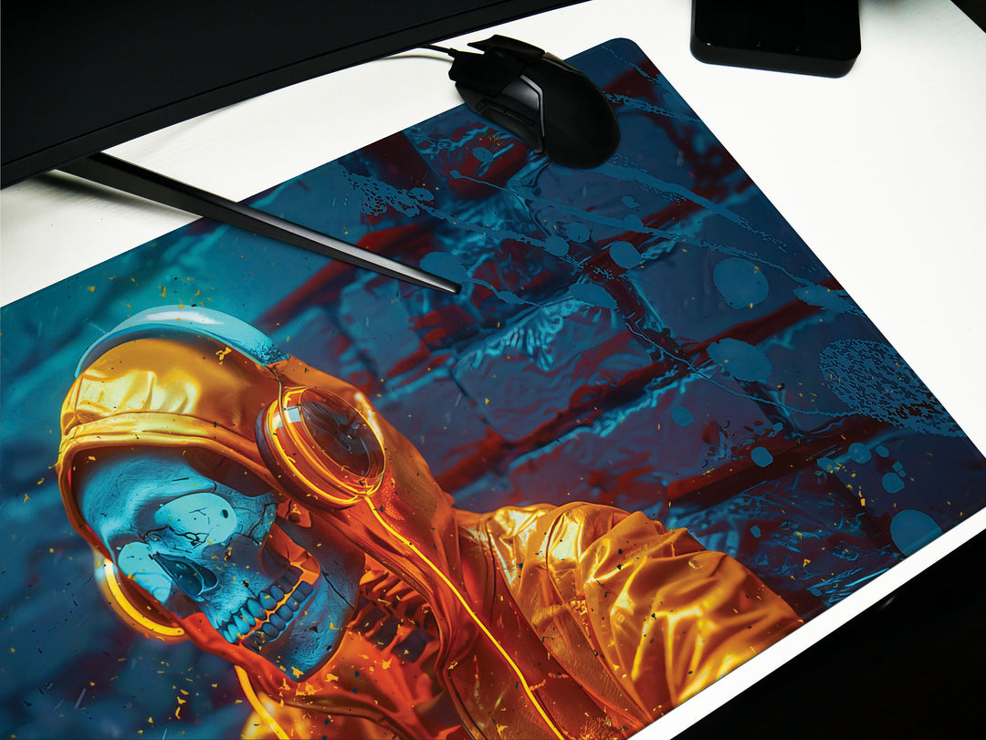 ElectroSkull Design 1, Desk Pad, Mouse Pad, Desk Mat, Music Enthusiast's Choice, Dynamic Sound Waves