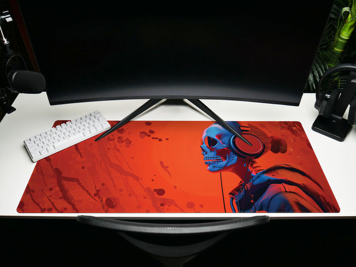 ElectroSkull Design 4, Desk Pad, Mouse Pad, Desk Mat, Solitary Riff, Crimson Acoustics