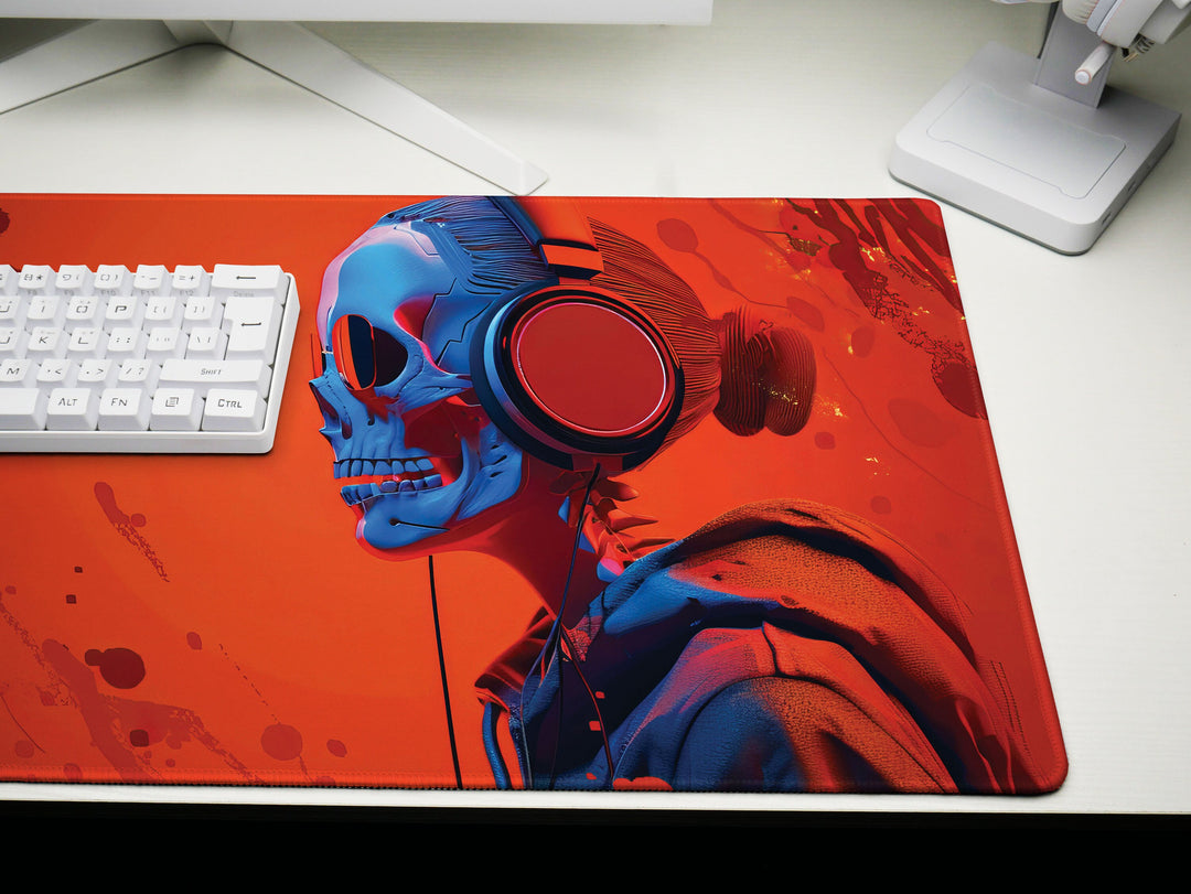 ElectroSkull Design 4, Desk Pad, Mouse Pad, Desk Mat, Solitary Riff, Crimson Acoustics