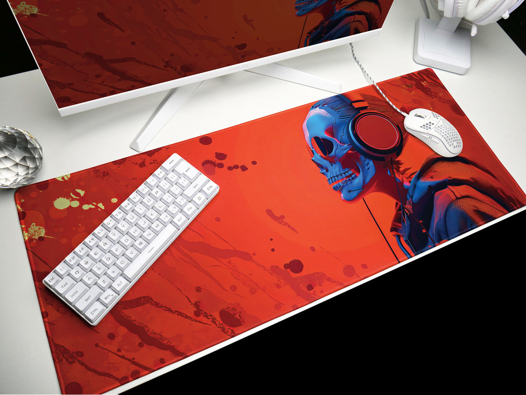 ElectroSkull Design 4, Desk Pad, Mouse Pad, Desk Mat, Solitary Riff, Crimson Acoustics