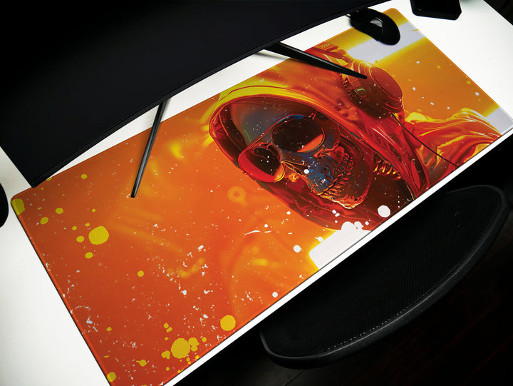 ElectroSkull Design 5, Desk Pad, Mouse Pad, Desk Mat, Solar Vibes, Luminous Groove