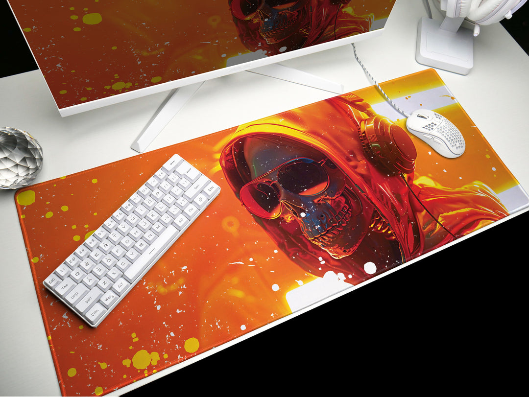 ElectroSkull Design 5, Desk Pad, Mouse Pad, Desk Mat, Solar Vibes, Luminous Groove