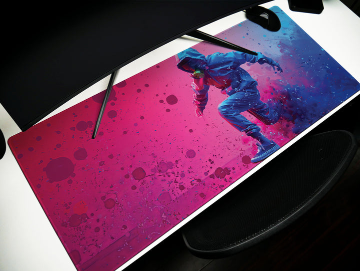 CosmicDancer Design 1, Desk Pad, Mouse Pad, Desk Mat, Dynamic Moves, Nebula Hues