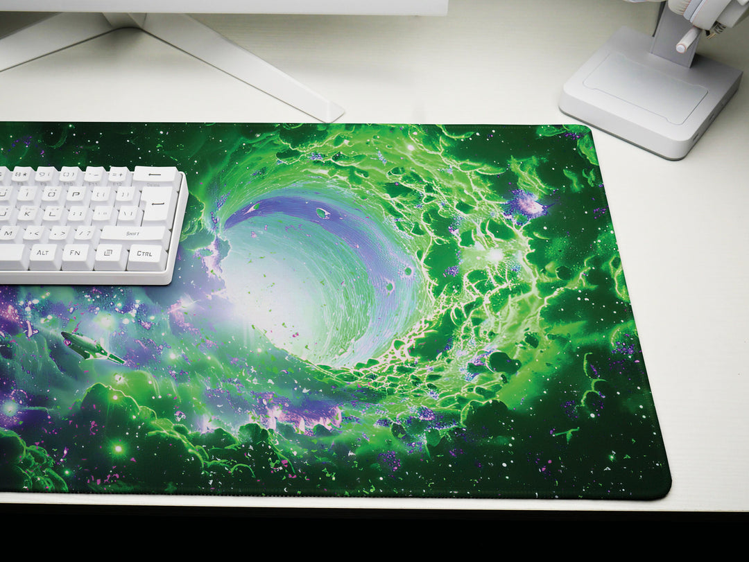 Cosmic Voyage Design 2, Desk Pad, Mouse Pad, Desk Mat, Neon Nebula Swirl, Hyperspace Portal, Galactic Flare