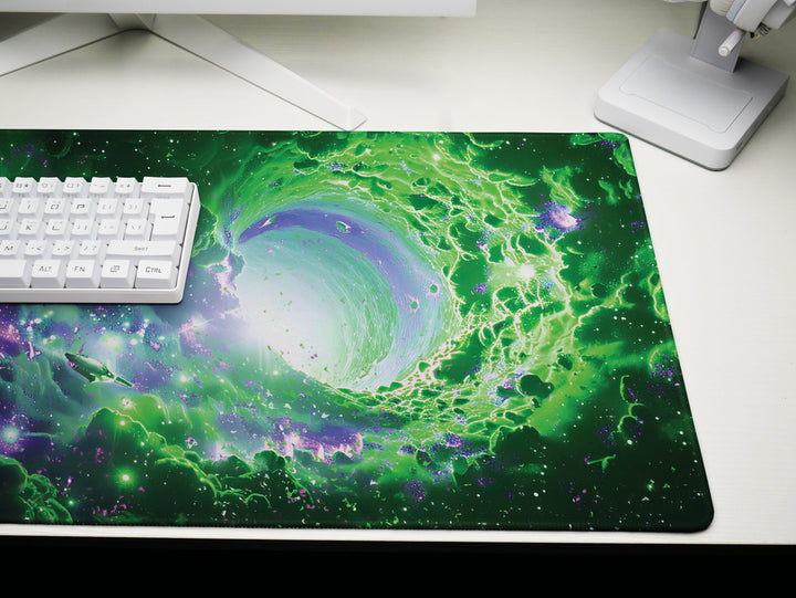 Cosmic Voyage Design 2, Desk Pad, Mouse Pad, Desk Mat, Neon Nebula Swirl, Hyperspace Portal, Galactic Flare