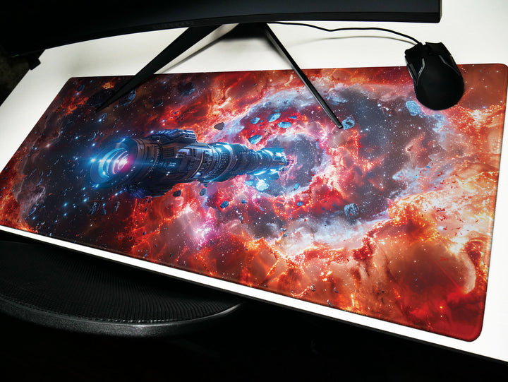 Cosmic Voyage Design 6, Desk Pad, Mouse Pad, Desk Mat, Nebular Odyssey, Intergalactic Cruiser, Stellar Forge