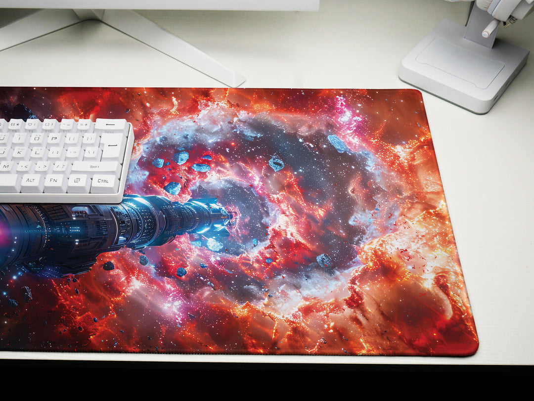 Cosmic Voyage Design 6, Desk Pad, Mouse Pad, Desk Mat, Nebular Odyssey, Intergalactic Cruiser, Stellar Forge