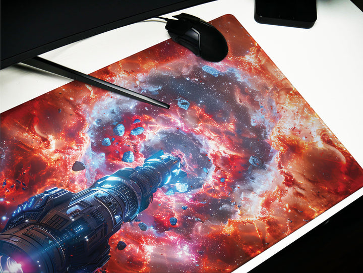 Cosmic Voyage Design 6, Desk Pad, Mouse Pad, Desk Mat, Nebular Odyssey, Intergalactic Cruiser, Stellar Forge