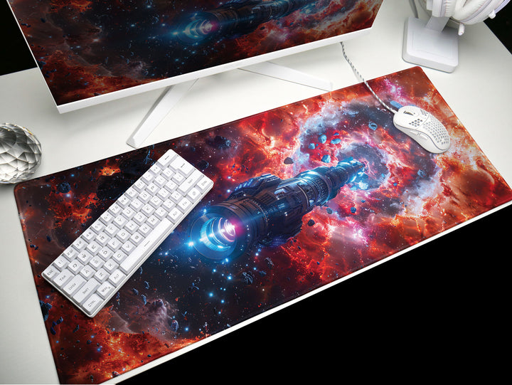 Cosmic Voyage Design 6, Desk Pad, Mouse Pad, Desk Mat, Nebular Odyssey, Intergalactic Cruiser, Stellar Forge