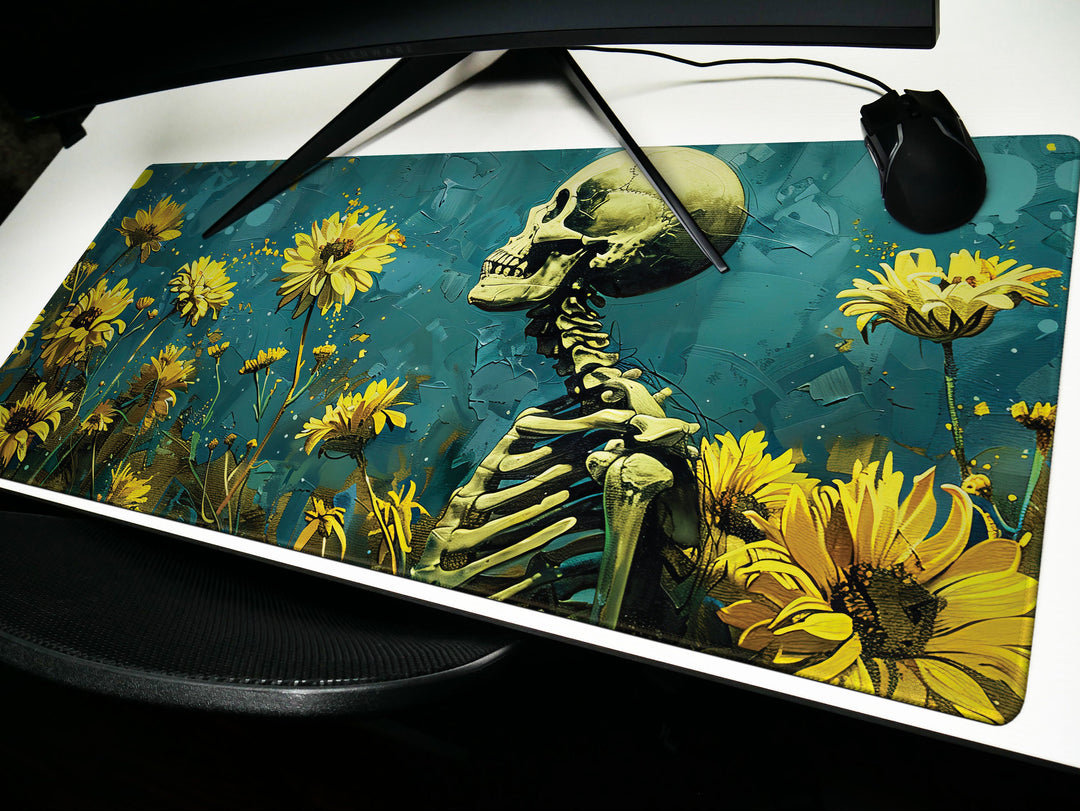 Floral Requiem Design 3, Desk Pad, Mouse Pad, Desk Mat, Sunlit Solitude, Artful Reflection, Inspired Desk Space