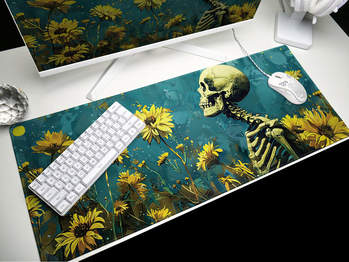 Floral Requiem Design 3, Desk Pad, Mouse Pad, Desk Mat, Sunlit Solitude, Artful Reflection, Inspired Desk Space