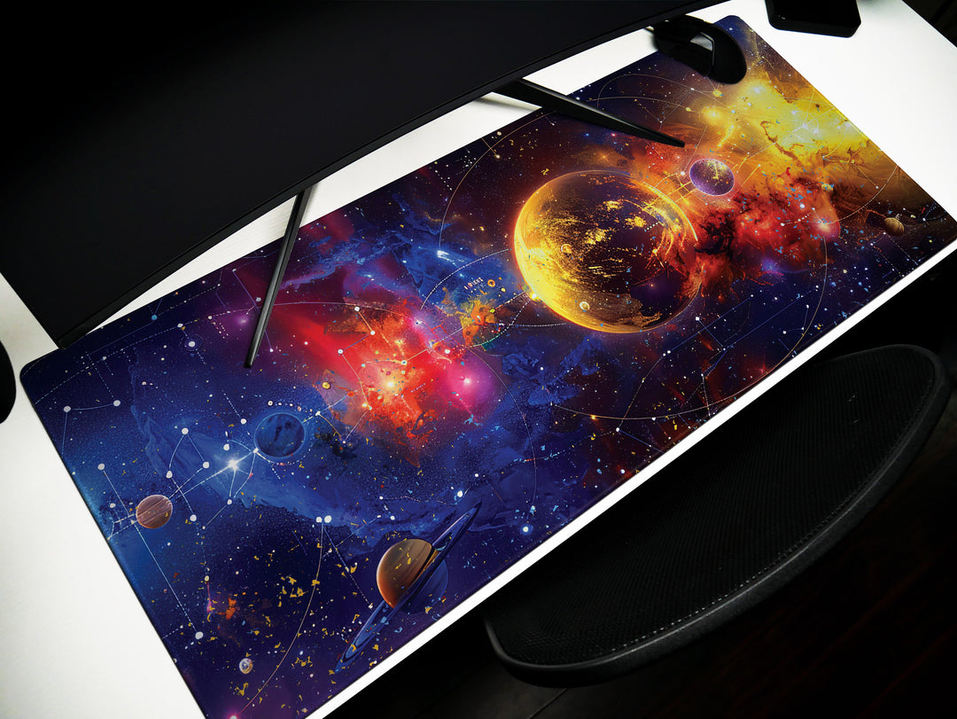 Cosmic Voyage Design 4, Desk Pad, Mouse Pad, Desk Mat, Solar Majesty, Planetary Pathways, Orbital Elegance