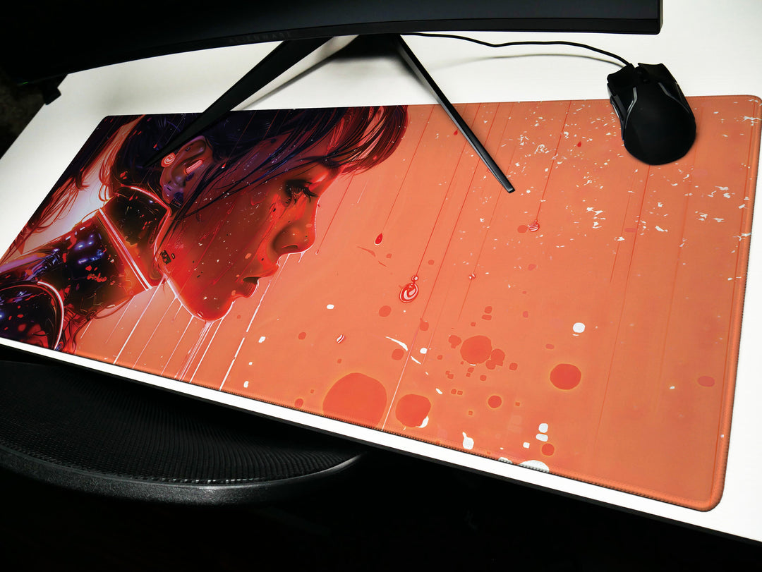 Cosmic Rapture Design 2, Desk Pad, Mouse Pad, Desk Mat, Surreal Artistry, Electric Hues, Artistic Enigma