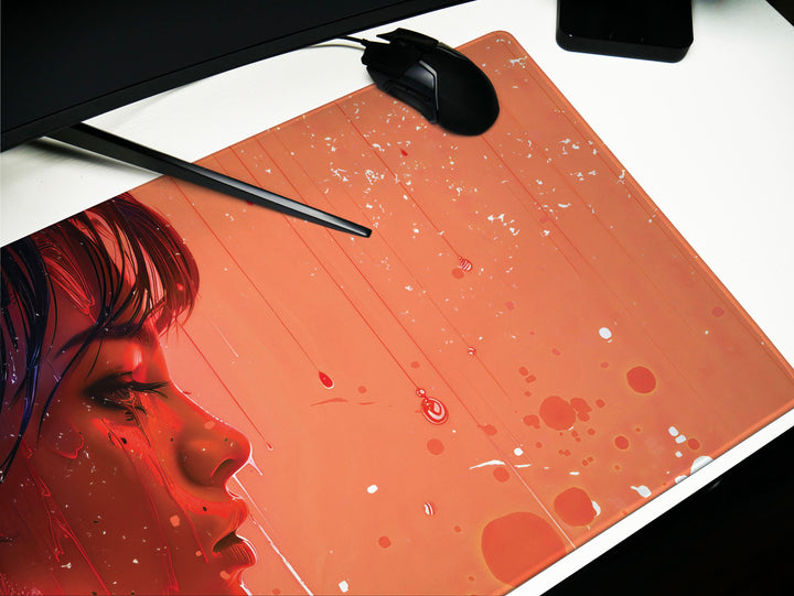 Cosmic Rapture Design 2, Desk Pad, Mouse Pad, Desk Mat, Surreal Artistry, Electric Hues, Artistic Enigma