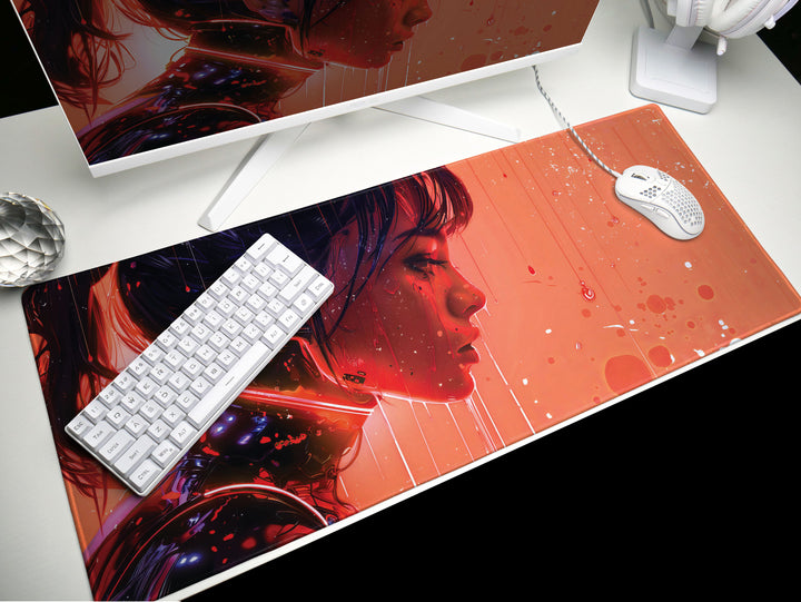 Cosmic Rapture Design 2, Desk Pad, Mouse Pad, Desk Mat, Surreal Artistry, Electric Hues, Artistic Enigma