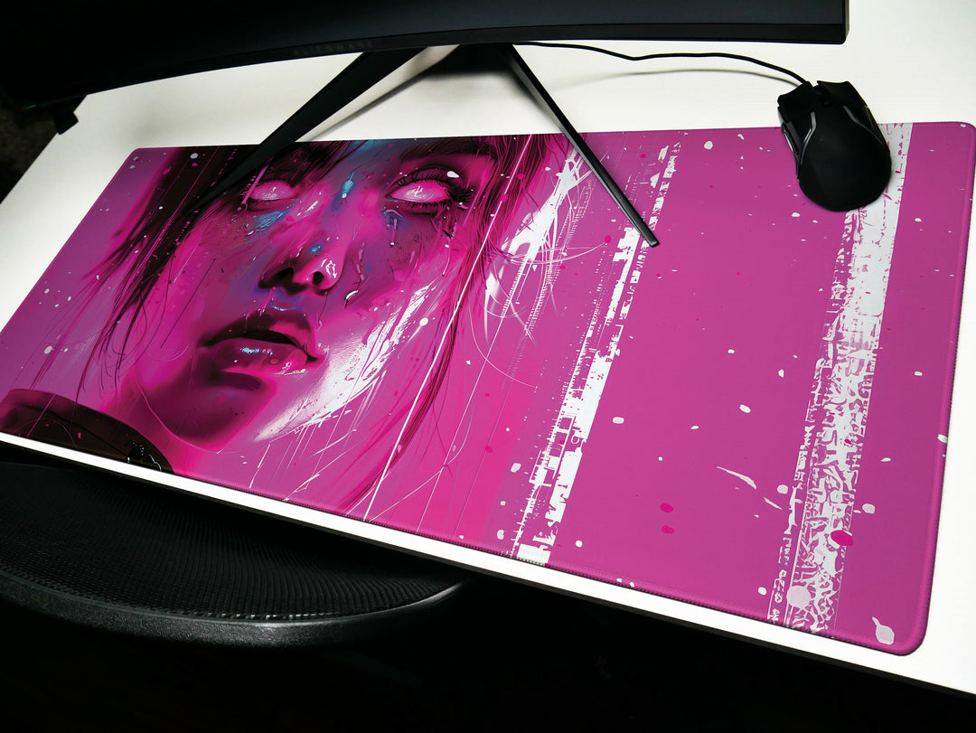 Cosmic Rapture Design 3, Desk Pad, Mouse Pad, Desk Mat, Surreal Artistry, Electric Hues, Artistic Enigma