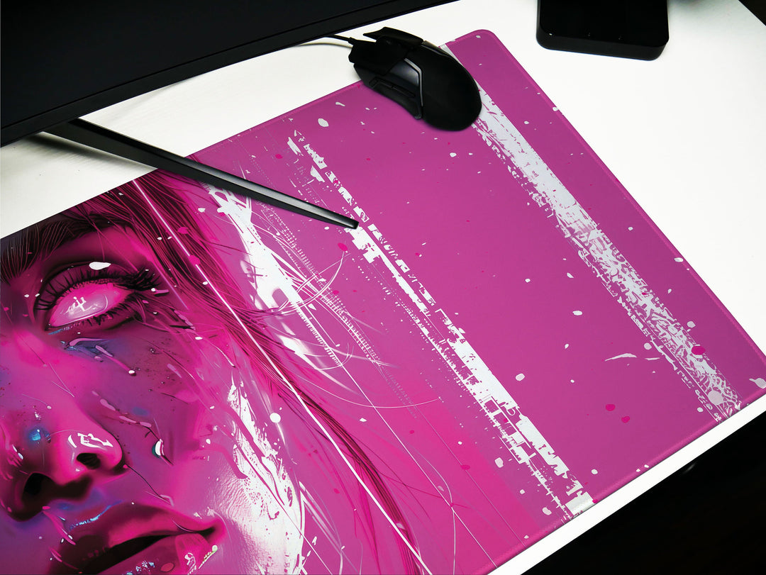 Cosmic Rapture Design 3, Desk Pad, Mouse Pad, Desk Mat, Surreal Artistry, Electric Hues, Artistic Enigma