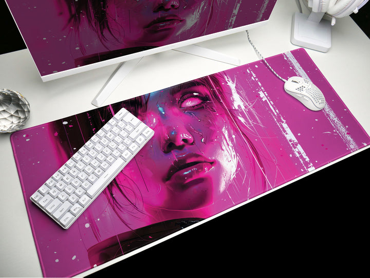 Cosmic Rapture Design 3, Desk Pad, Mouse Pad, Desk Mat, Surreal Artistry, Electric Hues, Artistic Enigma